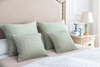Sage Green Pillow Covers 18x18 Boho Throw Pillow Covers Set of 2 Decorative Pillow Shams Stone Washed Cotton Pillowcase for Couch Sofa Chair Bed Car