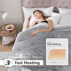 Wapaneus Heated Blanket Electric Queen Size 84"x90"-Dual Control with 10 Heat Levels 12 Timer Settings and 8 Hours Auto-Shut Off,Fast-Heating Electric Blanket,ETL Listed Machine Washable,Light Grey