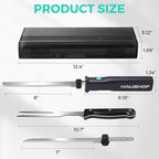 HAUSHOF Cordless Electric Knife Set for Meat Slicing, 8V Electric Carving Knife for Fish, Bread, Turkey, Rechargeable Meat Cutter with Reciprocating Stainless Steel Blades, Safety Lock & Storage Case