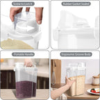 Rice Container, Airtight Rice Storage Container 10lb, Cereal Containers Storage, BPA Free Food Dispenser with Pouring Spout Handle for Flour Pasta Grain, Pet Dog Cat Bird Food Storage Container