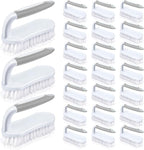 Lallisa 24 Pcs Scrub Brush for Cleaning with Handle Comfortable to Grip Heavy-Duty Flexible Stiff Bristles Scrubber Brushes Bulk for Shower Bathroom Carpet Kitchen Floor Tiles (Gray)