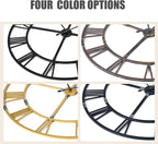 Oversized 48 inch Wall Clock for Living Room Decor – Extra Large Silent Non-Ticking Modern Farmhouse Wall Clock, Decorative Metal Roman Numeral Clock, Black