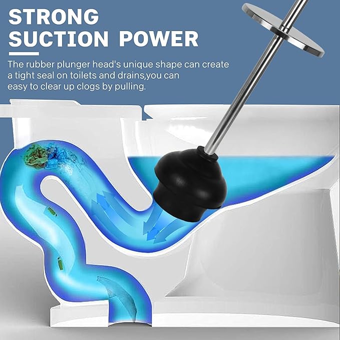 DOWRY Toilet Plunger with Holder for Bathroom,Powerful Efficient Force Suction Cup,Heavy Duty, Quick Dry