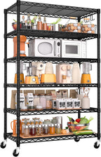 PrimeZone 6 Tier Wire Shelving with Wheels,Metal Shelf Heavy Duty Adjustable Kitchen Storage Shelves Unit, Pantry Organizer Rack Rolling for Garage Closet Laundry 36" W x 16" D x 79" H