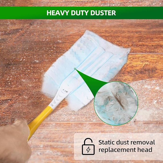 Duster Refills,Static Dust Removal Brush Disposable Dusting Head Compatible with Swiffer Duster Refills for Electronics, Furniture, Blinds, Ceiling Fans (Yellow, 18 PCS)