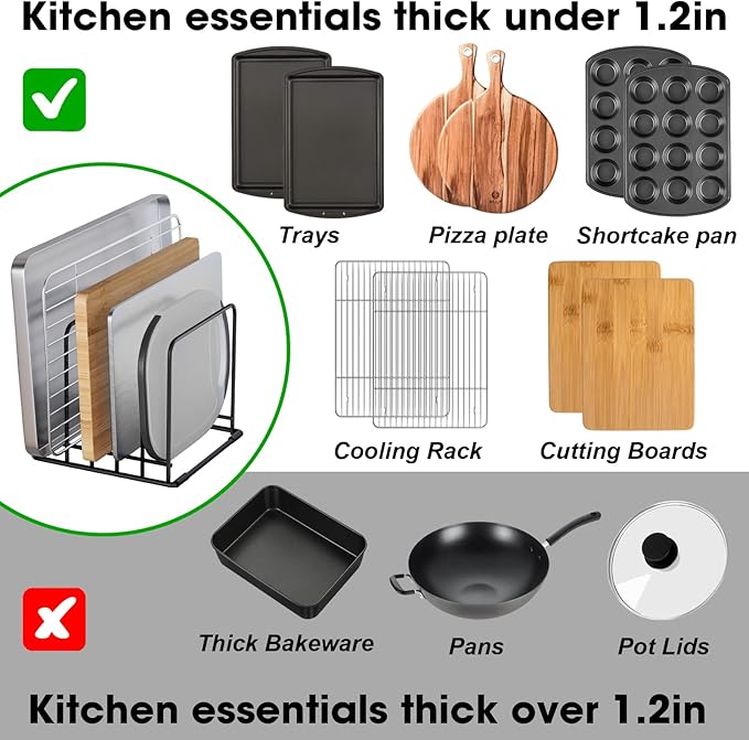 5-Tier Dish Rack & Cutting Board Organizer – 5-Tier Metal Rack for Cutting Boards, Bakeware, Trays – Space-Saving Kitchen Storage, Rust-Resistant Dish Organizer for Cabinets, Countertops & Pantry