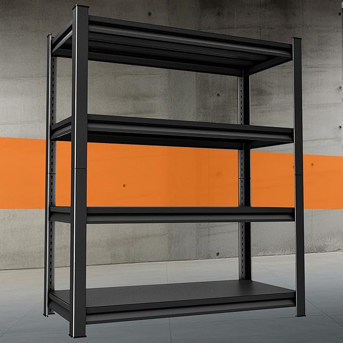 Heavy Duty Shelves, 4-Tier Metal Shelving Units, 48'W16'D63'H, 2200LBS Loads, Adjustable, Black