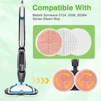 8 Pack Mop Pads Replacement Compatible with Bissell Spinwave 2124, 2039A, 2307, 23157, 23159, 20393, 20399 Hard Floor Spin Mop, 2 Soft Pads, 4 Scrubby Pads, 2 Heavy Scrub Pads