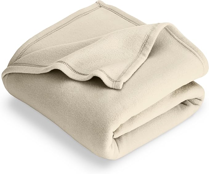 Bare Home Polar Fleece Blanket - Extra Long - Oyster - Warm & Cozy - Premium Fleece - Throw for Bed, Sofa, Camping, Travel and Cold Nights - Lightweight Blanket (Twin/Twin XL, Oyster)