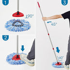 Matthew Spin Mop Replacement Kit - 4 Refill Heads, 30-58in Handle & Base Combo Set (Blue, 1-Tank System)