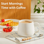 Teocera 16oz Ceramic Coffee Mugs Set of 4 – Stackable Latte Cups, Microwave, Dishwasher & Oven Safe – Ideal for Coffee, Cappuccino, Hot Chocolate, Housewarming Gifts，White