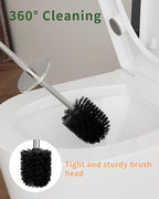 Toilet Brush and Holder Set, Toilet Bowl Brush for Bathroom with Long Handle, Stainless Steel Toilet Cleaner Brush with Durable Scrubbing Bristles,Splash-Proof (Brushed Nickel)