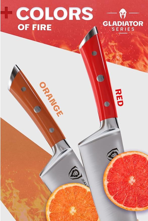 Dalstrong Chef Knife - 8 inch Blade - Gladiator Series - Forged High Carbon German Steel - Razor Sharp Kitchen Knife - Professional Full Tang Knives - Crimson Red Handle ABS - Sheath - NSF Certified