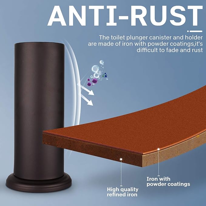 DOWRY Anti-Hand Off Bronze Toilet Plunger with Holder for Bathroom,Powerful Efficient Force Suction Cup,Heavy Duty, Deep Cleaning