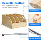 WelFurGeer Birchwood Pot and Pan Organizer with Soft-Close Drawer, Pull Out Cabinet Organizer, Heavy-Duty Slide-Out Storage for Baking Sheets, Cutting Boards, and Kitchen Utensils