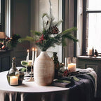 ALMA 9 in Narrow Mouth Terracotta Vase for Pampas Grass|Rustic Vases for Modern Farmhouse |Ceramic Boho Vase for Coffee Table Decor, Entryway Table, Bookshelf, Mantel Decor