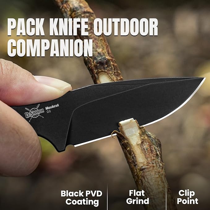 Kizer Muskrat Fixed Blade Knife, 3.15 In D2 Blade EDC Knife Argyle Pattern Orange G10 Handle Neck Knives for Men Women, Outdoor Hunting Hiking Survival Camping Knives with Sheath, 1064M2