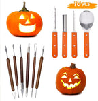 Lulu Home Halloween Pumpkin Carving Kit, 10 Pieces Professional Pumpkin Cutting Supplies for Jack-O-Lanterns with Bag