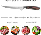 KEEMAKE Boning Knife 6 Inch, Super Sharp Fish Fillet Knife, High Carbon Stainless Steel Deboning Knives, Professional Boning Knives for Meat Cutting Poultry, Pakkawood Handle with Gift Box
