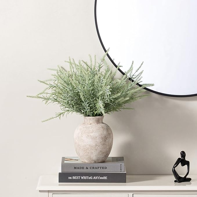 Ceramic Flower Vase Home Decor - Farmhouse Table Vases Rustic Vintage Living Room Kitchen Bedroom Decorations for House Book Shelf Office Coffee Desk Dining Fireplace (7.4" Retro)