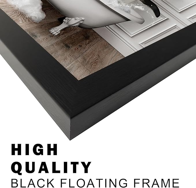 Kids Bathroom Wall Decor Funny Bathroom Wall Art Black and White Wall Decor Cute Penguins in Bathtub Canvas Print Painting Framed Farmhouse Animal Artwork