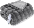 Heated Blanket Electric Twin- 62"x84" Soft Thick Bubble Electric Blanket for Sofa with 5 Heat Levels & 4 Hours Auto-Off Overheat Protection, Warm Cozy Gifts, Light Grey