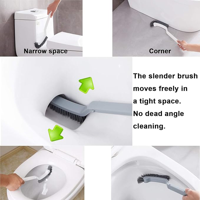 Bathroom Brushes Kitchen Cleaning Brush Set Toilet Bowl Brush Scrub Brush Home Cleaner Floor Stiff Bristles with Adhesive Hooks Plastic Handle Durable 13.5-Inch Deep Cleaning