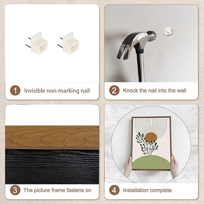 Bwodke Boho Wall Art, Framed Abstract Wall Art, Botanical Canvas Wall Decor, Mid Century Plant Leaf Geometric Pictures Set of 3, Minimalist Paintings, for Bedroom Living Room Bathroom 12"x16"