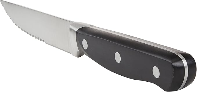 Amazon Basics 8-Piece Kitchen Steak Knife Set, 4.5", Black