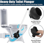 Hushee 4 Pcs Toilet Plunger Bulk Heavy Duty for Bathroom Double Thrust Force Cup Commercial Toilet Bowl Plunger Pump Clogged Solution for Bathroom Hotel Stores