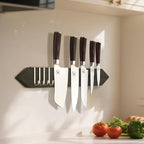 imarku Magnetic Knife Holder for Wall - 16 Inch Acacia Wood Magnetic Knife Strip with Powerful Magnet, Knife Magnetic Strip for Kitchen Utensil Organizer with 4 Hooks, Dark Gray