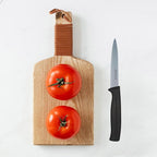 Kitchen Utility Knife - MATTSTONE HILL 4 Inch Serrated Paring Knife, Vegetable Knife, Slim Blade, Premium Stainless Steel, Semi Soft Handle, Black