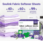 Soulink Fabric Softener Sheets for Washing Machine, No Plastic Jug Soap Strips, Alternative to Fabric Softener Liquid and Pods, Lavender Scent, Up to 240 Loads