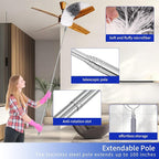 PHABLUS 10 PCS Dusters for Cleaning, Microfiber Duster with Extension Pole Up to 100'', Bendable Washable Cleaner Dusters for Ceiling Fans, High Ceiling, Furniture, Blinds