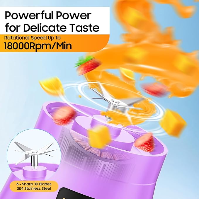 Portable Blender Make Shakes and Smoothies - USB Rechargeable Personal Size Mini Blender Freshly Squeezed, 380Ml BPA Free Travel Cup in Picnic/Office/Gym