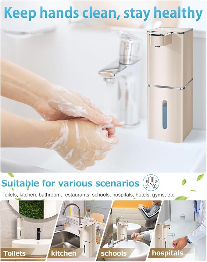 Automatic Liquid Soap Dispenser Touchless Soap Dispenser 380ml/12.8oz Rechargeable, Wall Mounted,4 Levels Adjustable Auto Soap Pump for Bathroom Kitchen Dish Soap