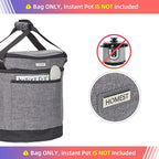 HOMEST 2 Compartments Carry Bag for 8 Quart Instant Pot, Pressure Cooker Travel Tote Have Accessory Pockets for Spoon, Measuring Cup, Steam Rack, Insulated Carrier with Easy to Clean Lining, Grey