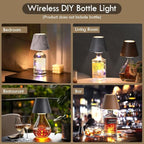 WILIT Wireless Bottle Lamp for Liquor Bottles, 3-Level Brightness Rechargeable Lamp Shades, Night Light for Home Decor, Unique Table Lamp with RGB Lights, Wine Lamp for Bedroom, Gifts for Mom, Gray