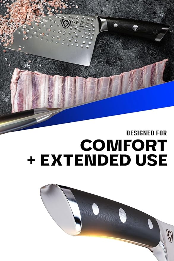 Dalstrong Serbian Chef Knife - 7.5 inch - Gladiator Series Elite - German HC Steel - Meat Cleaver Knife - Hammered Blade Finish - Razor Sharp Kitchen Knife - G10 Handle - w/Sheath - NSF Certified