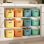 8 Pack Colorful Storage Bins for Shelves, Plastic Storage Containers for Organizing, Stackable Storage Boxes with Handle, Colored Storage Bins for Classroom, Craft, Snacks, Cabinet, 9.7x6.7x5.7 inch