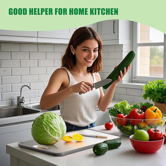 Titanium Cutting Board, Pure Cut Titanium Cutting Boards for Kitchen, Food-Grade Chopping Board for Cutting Fruit Meat Vegetable, Dishwasher Safe Easy to Clean, 15×10 Inch