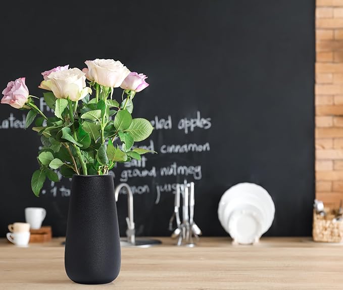 D'vine Dev 8 Inch Raven Grain Elegant Oval Ceramic Vase for Flowers, Home Décor Vase with Design Box, VS-LD-A-3