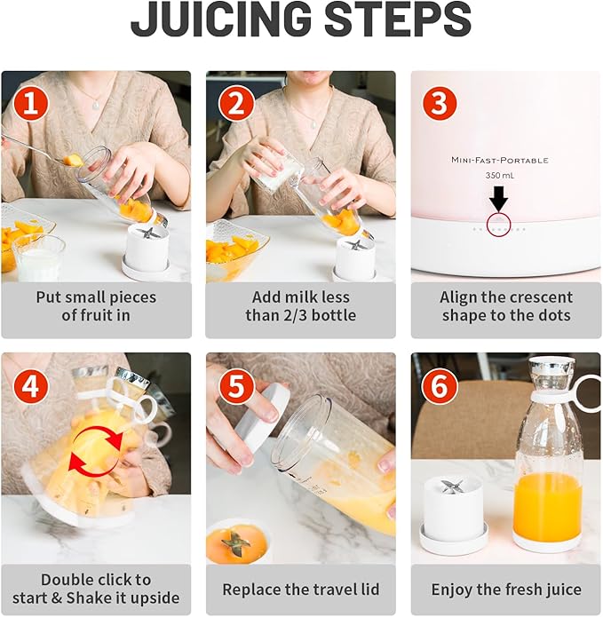 OTPEIR Portable Blender for Shakes and Smoothies with 11.83 Oz Travel Cup and Lid,Durable Stainless Steel Blades for Juice Blending Performance, Black