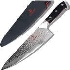Dalstrong Professional Chef Knife - 8” Blade - Shogun Series ELITE - Damascus Chef Knife - Japanese AUS-10V Super Steel - G10 Black Handle - Razor Sharp - Chef Knife with Sheath