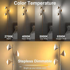 PARTPHONER RGB Tree Floor Lamp for Living Room, Stepless Dimmable Tall Standing Lamp with Remote, Touch Control and 3 Rotatable Light, Bright LED Lights for Bedroom with 4 Color-Changing, Gold