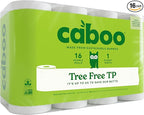 Caboo Tree Free Toilet Paper, Septic Safe Bath Tissue, Soft 2 Ply Sheets, 300 Sheets Per Roll, 16 Double Rolls