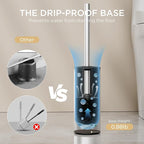 FORIOUS Toilet Brush and Holder Set Brushed Nickel, 304 Stainless Steel Long Handle and Heavy Duty Base for Bathroom Deep Cleaning, Drip-Proof, Space Saving for Storage, 2 Toilet Bowl Brush Head