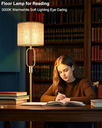 Lightdot 68IN Gold Floor Lamp Dimmable Linen Shade LED Floor Lamps with 3000K Soft Warm White for Wedding/Party, Modern Tall Lamp for Living Room/Bedroom (Bulbs Included)