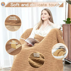 Heated Throw Blanket Double Sided Sherpa, Soft Heating Electric Blanket for Bed, Automatic Safety System, 6 Heating Levels & 4 Hours Auto-Off, 50"x60" Camel