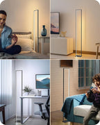 EDISHINE LED Floor Lamp, 55" Modern Minimalist Rectangular Corner Light, 3000K-6000K Dimmable, Remote Control & Foot Switch, Metal Base Standing Lamps for Living Room, Bedroom, Office, Black